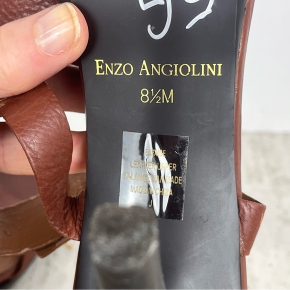 ENZO ANGIOLINI Women's Heels Sz 8.5 Leather Brown Stappy - Picture 9 of 15